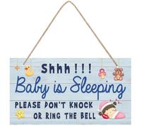 ibasenice Panneau de Porte Bébé Qui Dort en Bois Léger, Motif Dessin Animé, Plaque Suspendue Décorative pour Chambre D’garçon et Filles, Signal D’avertissement pour Porte de Chambre Bébé,