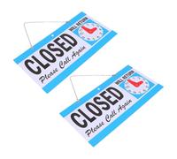 ibasenice Panneaux Ouverts Fermés en Pvc Bleu, 2pcs avec Bande Métallique Suspendue, Haute Visibilité pour Écoles et Bars, Usage Intérieur et Extérieur
