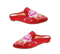 ibasenice Pantoufles Brodées Style Ethnique Pour Femmes Souliers Ethniques Confortables Et Légers Pantoufles Intérieurs Avec Broderie Assortie