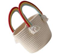 ibasenice Paquet à Main Tissé en Corde de Coton Anses Arc-en-Ciel Cabas Bohème Portable pour Femme Panier de Rangement Léger et Coloré pour Shopping Repas en Plein Air et Voyage