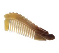 ibasenice Peigne Antistatique en Corne de Bœuf 13-14 CM à Dents Larges pour Femmes Cheveux Bouclés Compact Coiffage et Soin Massage Cuir Chevelu