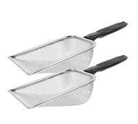 ibasenice Pelle en Filet à Sable et Coquillages Lot de 2 Manche Long en Acier Inoxydable pour Jeux de Plage et Chasse aux Trésors en Bord de Mer