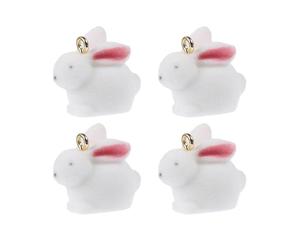 ibasenice Pendentifs Lapin Blanc en Flocage et Branche Faciles à Suspendre et 4 Pcs Décorations DIY pour Bijoux Réalisations Uniques