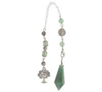 ibasenice Pendule de radiesthésie en cristal Arbre de Vie avec pendentif en jade vert facetté à 6 pointes et chaîne pour la décoration des rituels énergétiques de wiccan