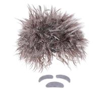 ibasenice Perruque Scientifique Crazy Old avec Moustache et Sourcils Faux Set Costume Halloween et Cosplay Garçon Fille Adultes Cheveux Tressés Marron Confortable et Réaliste