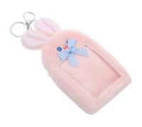 ibasenice Photocard Holder Kawaii Rabbit Plush Keychain Soft Cartoon Id Card Sleeve for Student Bus Badge Organizer