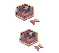 ibasenice Pièces Puzzle Tangram Hexagonal Énigmes Difficiles Casse-tête Simple Puzzles d'esprit pour Adultes Casse-tête pour Adultes Jouets D'éveil en Bois Hexagone Cadeau