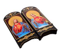 ibasenice Plaque Catholique Sainte Famille en Bois, Décor Suspendu ou Posé | Léger et Portable, Finition Soignée, Usage Intérieur ou Extérieur, pour Bureau, Table et Coin Prière Style Aléatoire