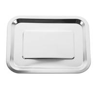 ibasenice Plaque de Multi-usage Plateau Rectangulaire Épais Lisse en Acier Inoxydable Lisse Argenté pour Barbecue et Four pour Fête Cuisine