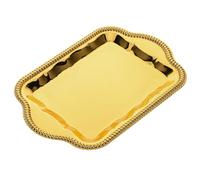 ibasenice Plat Décoratif Doré, Plateau Miroir à Motif Floral, Rectangulaire, Fer, Surface Polie, Style Vintage Royal Élégant, pour Photographie et Événements