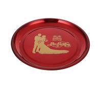 ibasenice Plateau à Thé Rond en Acier Inoxydable Motifs Chinois Dorés Plateau de Rangement Décoratif Rouge pour Mariage Fruits et Apéritifs Service Réception Traditionnel