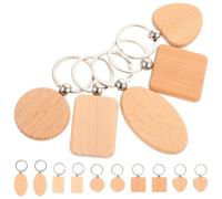 ibasenice Porte-Clés en Bois Vierge 15 Pièces Formes Variées pour Loisirs Créatifs et Customisation DIY Anneaux Métalliques