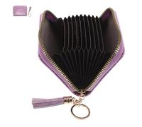ibasenice Portefeuille Porte-Cartes à Soufflet Paillettes Élégant avec Capacité Spacieuse Porte-Monnaie PU avec Pompons Porte-clés Petit Porte-Cartes pour Femme Rangement Facile des Cartes