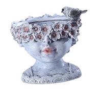 ibasenice Pot de Fleur Résine Sculpture Tête de Jeune Fille Style Européen Décoration Jardin et Balcon Pot Créatif pour Plantes Résistant et Élégant Usage Extérieur