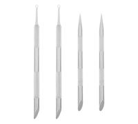 ibasenice Poussoir à Cuticules en Acier Inoxydable 4 Pièces Double Embout Design Cercle et Pointe pour Nettoyage Profond des Ongles et Soins Professionnels de Nail Art