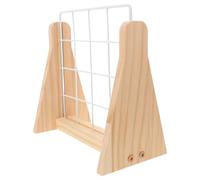 ibasenice Présentoir à Grille Métallique Blanc avec Base en Bois, Support Minimaliste pour Bijoux et Petites Œuvres d'art, pour Usage Domestique et Vente au Détail