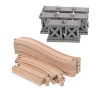 ibasenice Rail De Train Bois De Ponts Supports De Voie Ferrée Système De Pont pour Garçon Fille Voies Montantes Et Descendantes Compatible avec Voies Bois Jeu Interactif Et Créativité