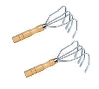 ibasenice Râteau à Palourdes Manuel 2 Pièces en Acier Inoxydable Et Manche en Bois pour Ramassage Fruits De Mer Plage, Outil De Fouille Coquillages Ergonomique Antidérapant Transport Facile