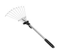 ibasenice Râteau de Jardin Rétractable Acier Ajustable Outil Pratique pour Nettoyage des Râteau à Dents Aluminium et Antidérapante