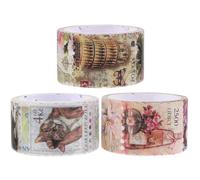 ibasenice Rouleaux de Washi Tape et Carnets Style Aléatoire pour Décoration Quotidienne Lot de 3 Autocollants à Motifs de Timbres Vintage, Adhésifs Légers et Faciles à