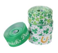 ibasenice Ruban D’Emballage pour Présents Saint-Patrick 4 Rouleaux Gros-Grain 5 Yards Motif Trèfle Vert Polyester Solide Décoration Festive DIY Nœuds Fête Anniversaire Printemps