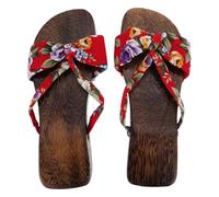 ibasenice Sabots En Bois Pour Femmes Chaussures D'été Antidérapantes Et Délicates Pantoufles Plates Rouge 40 Style Chinois Confortables Et Respirantes Pour Intérieur Et Extérieur