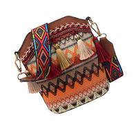 ibasenice Sac Bandoulière Bohème Tressé PU Léger avec Franges Sac Seau pour Femme et Utilisable pour Sorties Shopping et Détente