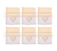 ibasenice Sachet à Cordon en Dentelle Ajourée Blanc 6 Pièces Paquet à Bonbons de Mariage Lavande Sachet Parfumé Réutilisable pour Cérémonie et Décoration Élégante