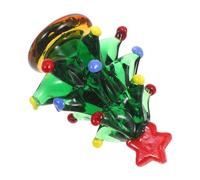 ibasenice Sapin de Noël Décoratif en Verre Vert pour Table, Figurine | Décoration Festive Élégante, Présent pour Entreprise et Maison, Forme Sapin, Finition Soignée