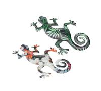 ibasenice Sculpture Murale En Métal Gecko Décorative Pour Intérieur Et Extérieur, Lot 2 Pièces Bicolores, Décoration Suspendue Résistante Aux Intempéries, Salon, Jardin, Chambre