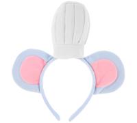 ibasenice Serrage-tête Oreilles de Souris Grises avec Toque de Chef Blanche, Bandeau Costume Rat pour Garçon et Filles et Adultes, Accessoire Déguisement Fête Anniversaire, Cosplay