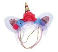 ibasenice Serre-tête Licorne Créatif avec Fleurs Tulle Léger Bandeau Cosplay pour Carnaval Fête Costumée et Anniversaire