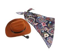 ibasenice Set Chapeau Chien Vintage avec Bandana pour Animaux Accessoire Confortable pour Chien et Chat pour Photos Marron