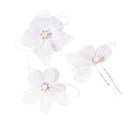 ibasenice Set de 3 Épingles à Cheveux à Motif Floral en Tissu Blanc, Accessoires Élégants et Décoratifs pour Mariages et Soirées Dansantes