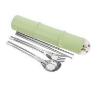 ibasenice Set de Couverts Réutilisables avec Étui Portable Ensemble Comprenant Fourchette Cuillère et Baguettes pour Camping Pique et Boîte à Déjeuner