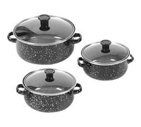 ibasenice Set de Marmites Émaillées Vintage avec Double Poignées et Fond Plat, Casserole à Sauce Cuisine et Petits Rassemblements, Chauffage Uniforme
