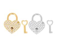 ibasenice Sets de Mini-cadenas et Décorative Lot de 2 en Alliage de Zinc Argentés de Cœur avec Clés, Serrure Forte pour Présents et Cadenas Couples