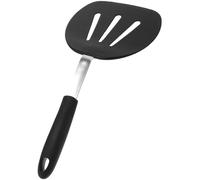 ibasenice Spatule Cuisine en Silicone Souple Noire, Résistante la Chaleur, Facile à Ranger, pour Cuisson et Friture Antiadhésive, Manche en Acier Inoxydable 430