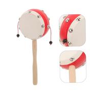 ibasenice Tambourin Bois Garçon Fille avec Peau de Mouton Naturelle Hochet à Secouer pour Stimulation Sensorielle et Coordination Main Œil Éducatif Traditionnel pour Garçon Fille
