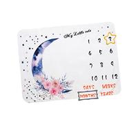 ibasenice Tapis de Photographie de Couverture de Croissance de Bébé Unique pour Couverture Photo de Nouveau-né Motif de Lune Cellulaire