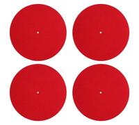 ibasenice Tapis Rond en Feutre Laine Rouge 12 Pouces pour Platine Vinyle Lot de 4 Pièces Antidérapant Absorbant Le Bruit Compatible Tourne-Disque Décoration Vintage pour Chambre et
