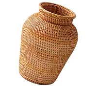 ibasenice Vase Décoratif en Rotin Tressé Main, Design Rond et Facile à Nettoyer, pour Fleurs Séchées, Décoration Maison ou Balcon