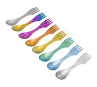 iBasingo Couverts de camping en titane 3 en 1 Spork ultra légers Sac à dos Vaisselle Cuillère Fourchette Couteau Combinaison de voyage Couverts de pique-nique Couverts de voyage Ti1064T (set de 8