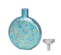 iBasingo Flasques en titane de 180 ml - Multicolore - Portable - Ronde - Bouteille de vin et de whisky avec entonnoir - Anti-fuite - Flasque pour alcool - Légère pour les voyages et les randonnées