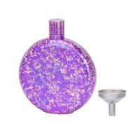 iBasingo Flasques en titane de 180 ml - Multicolore - Portable - Ronde - Bouteille de vin et de whisky avec entonnoir - Anti-fuite - Flasque pour alcool - Légère pour les voyages et les randonnées