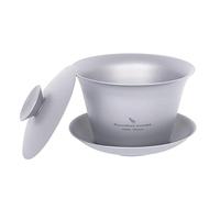 iBasingo Gaiwan en titane 200ml Tasse à thé et soucoupe Kung Fu avec couvercle Tasse à thé traditionnelle chinoise Bol à thé durable à double paroi avec couvercle