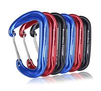 iBasingo Mousquetons en aluminium 12 KN robuste type D, solide et léger, non verrouillable, pour sac à dos, camping, hamac, randonnée, pêche, Multicolore - 6 pièces.