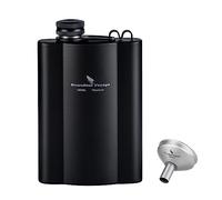 iBasingo Petite flasque en titane ultra légère pour l'extérieur, portable, voyage, whisky, vodka, bouteille de vin, pot à boire avec entonnoir (180 ml, bouteille noire Ti3072D)