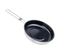 iBasingo Poêle à frire antiadhésive en titane de 18,8 cm Pour le camping Légère petite assiette Avec poignée pliante Batterie de cuisine d'extérieur pour frites œufs frits Ti2069C