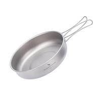 iBasingo Poêle en Titane avec Poignée Pliante Camping Skillet Plaque Plat Plat Vaisselle Ultra-légère Batterie de Cuisine de Voyage Kits de Pique-Nique pour la Randonnée Pédestre Accueil Utilisé